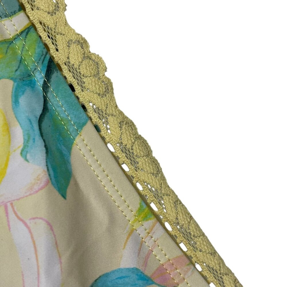 Torrid Wireless Swim Dress Yellow Lemon Print Sz 4X Padded Cups Adjustable Strap - Picture 3 of 9